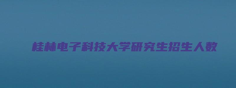 桂林电子科技大学研究生招生人数