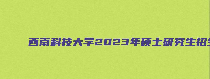 西南科技大学2023年硕士研究生招生专业目录