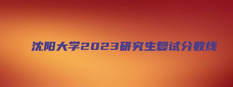 沈阳大学2023研究生复试分数线