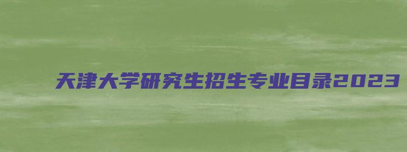 天津大学研究生招生专业目录2023