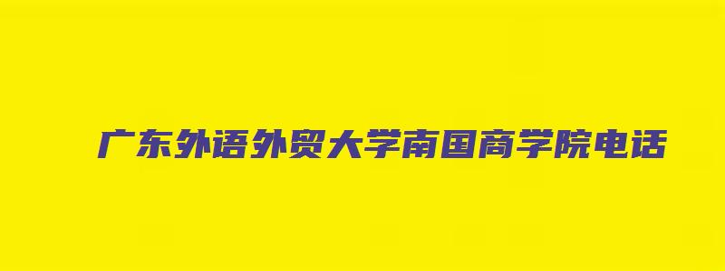 广东外语外贸大学南国商学院电话