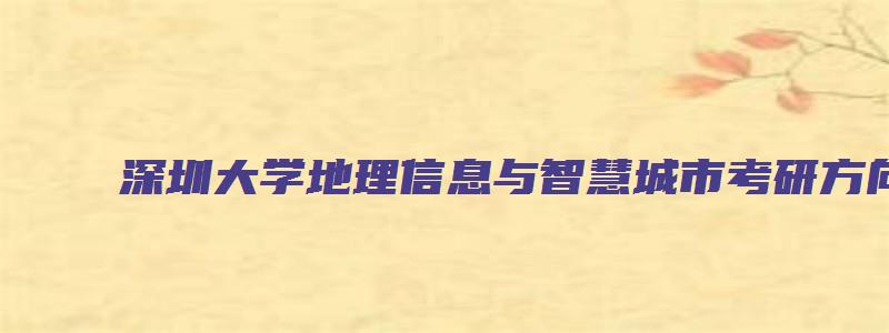 深圳大学地理信息与智慧城市考研方向