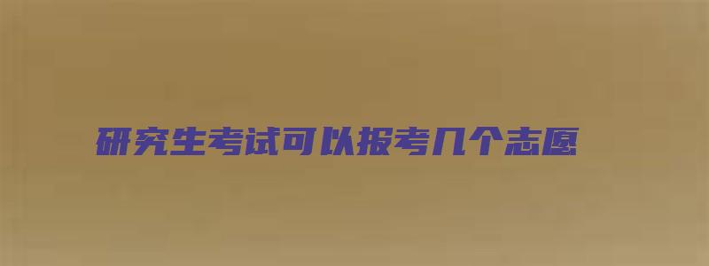 研究生考试可以报考几个志愿