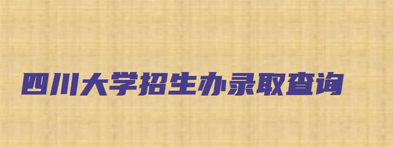 四川大学招生办录取查询