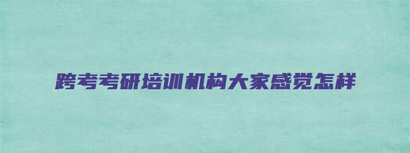 跨考考研培训机构大家感觉怎样