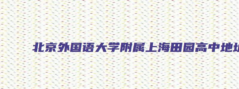 北京外国语大学附属上海田园高中地址