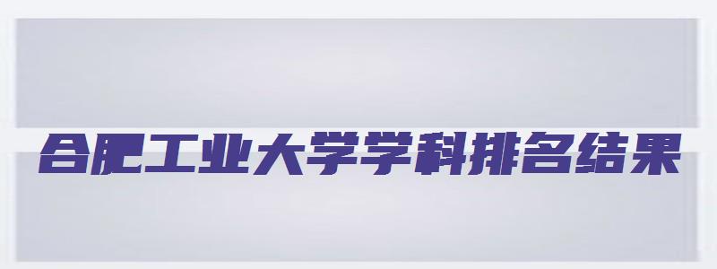 合肥工业大学学科排名结果