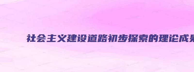 社会主义建设道路初步探索的理论成果