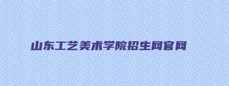 山东工艺美术学院招生网官网