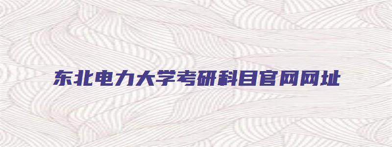 东北电力大学考研科目官网网址