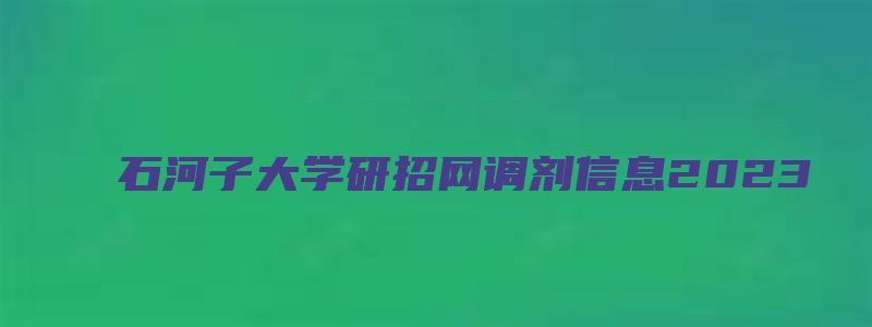 石河子大学研招网调剂信息2023