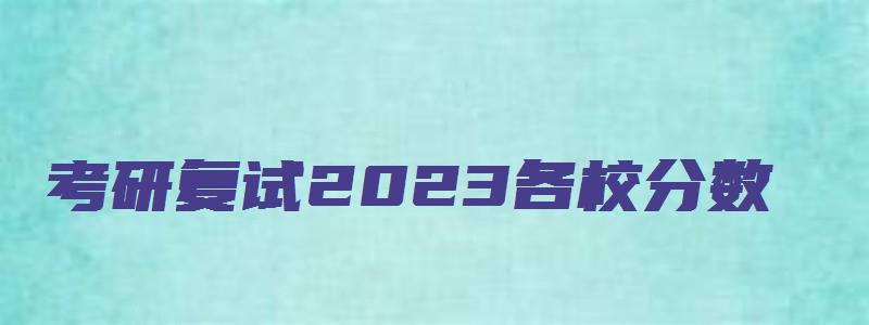 考研复试2023各校分数