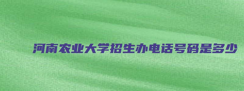 河南农业大学招生办电话号码是多少