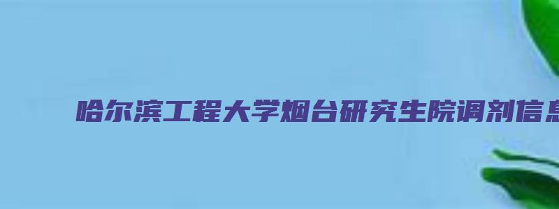 哈尔滨工程大学烟台研究生院调剂信息