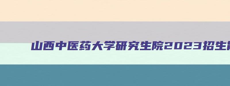 山西中医药大学研究生院2023招生简章