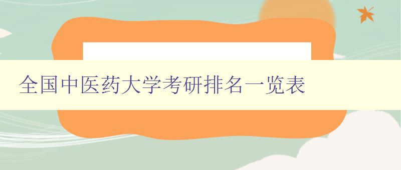 全国中医药大学考研排名一览表