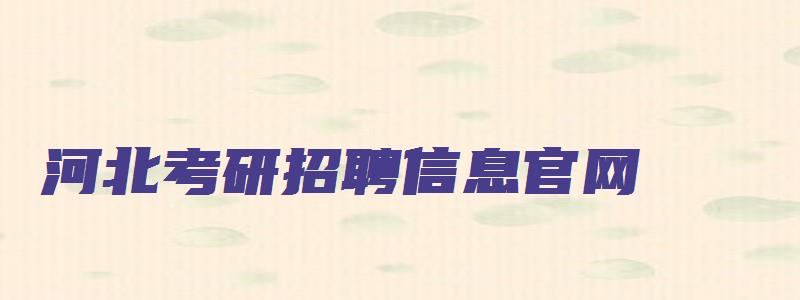 河北考研招聘信息官网