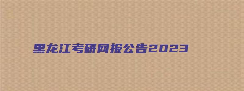 黑龙江考研网报公告2023