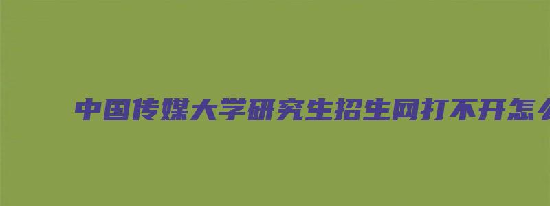 中国传媒大学研究生招生网打不开怎么办