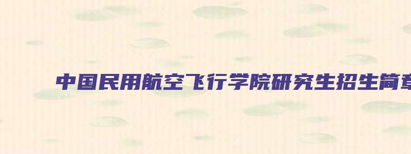 中国民用航空飞行学院研究生招生简章