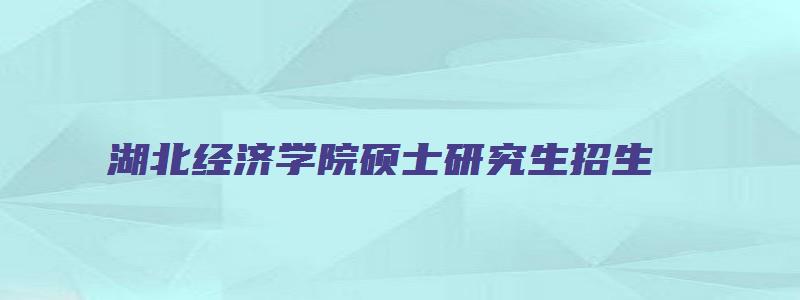 湖北经济学院硕士研究生招生