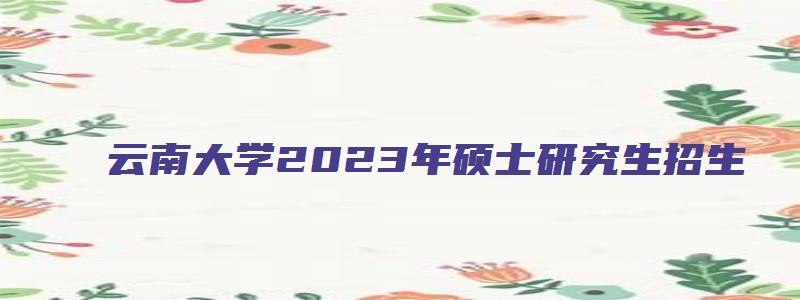 云南大学2023年硕士研究生招生