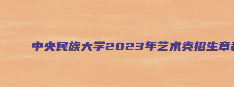 中央民族大学2023年艺术类招生章程图片