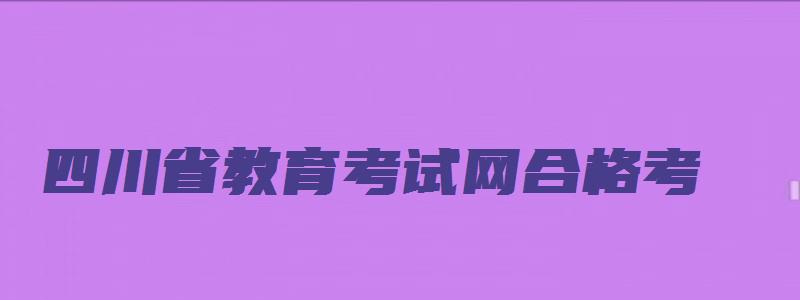 四川省教育考试网合格考