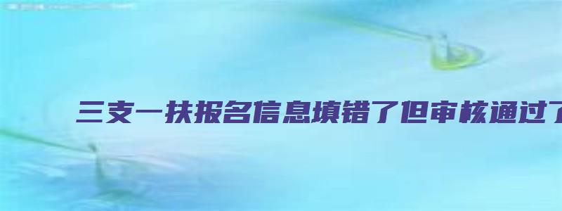 三支一扶报名信息填错了但审核通过了