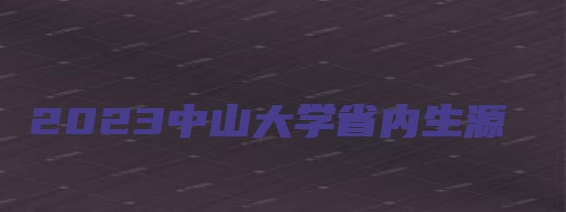 2023中山大学省内生源