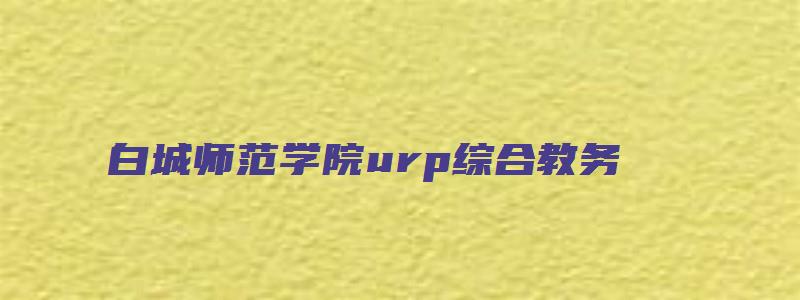 白城师范学院urp综合教务