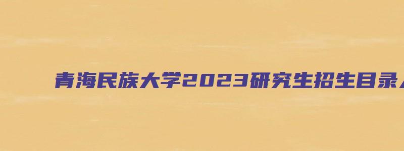 青海民族大学2023研究生招生目录人数