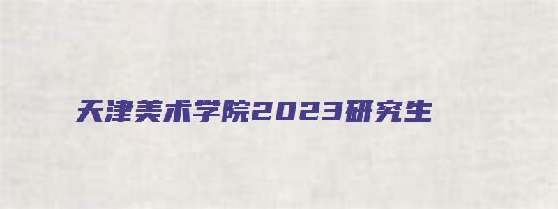 天津美术学院2023研究生