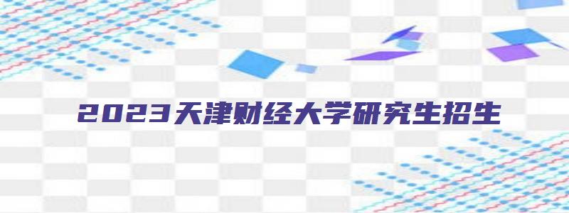 2023天津财经大学研究生招生