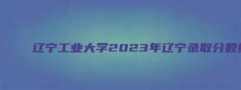 辽宁工业大学2023年辽宁录取分数线