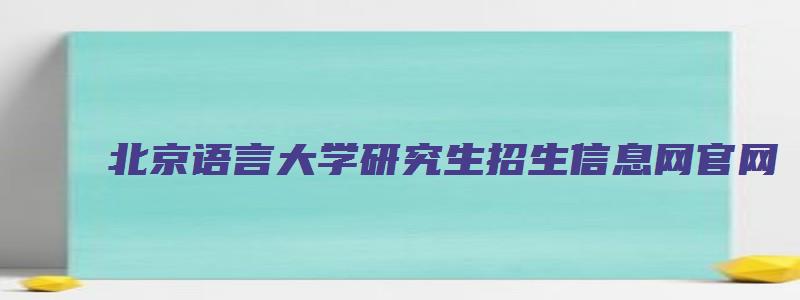 北京语言大学研究生招生信息网官网