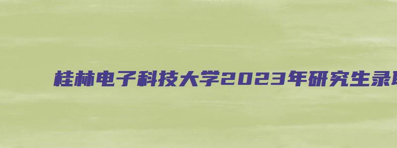 桂林电子科技大学2023年研究生录取