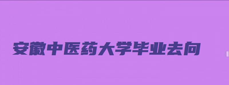 安徽中医药大学毕业去向