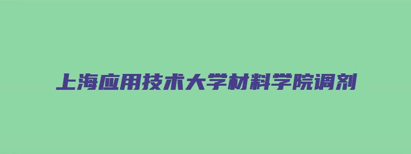 上海应用技术大学材料学院调剂