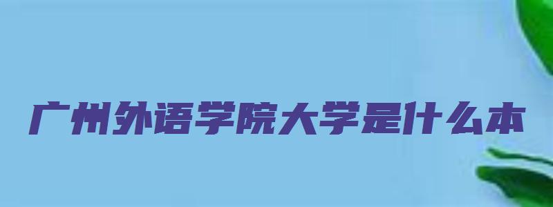 广州外语学院大学是什么本