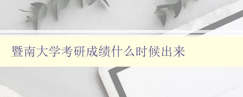 暨南大学考研成绩什么时候出来