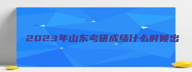 2023年山东考研成绩什么时候出