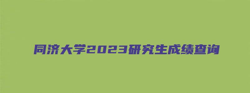 同济大学2023研究生成绩查询