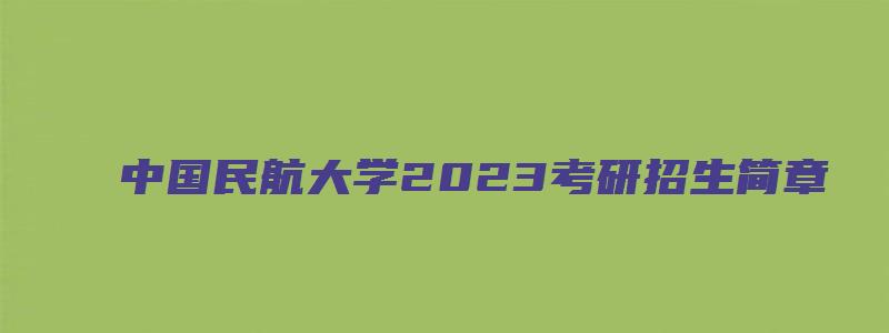 中国民航大学2023考研招生简章