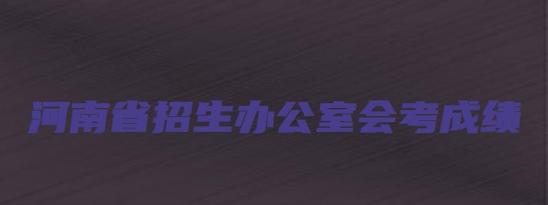 河南省招生办公室会考成绩