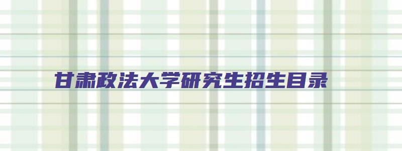 甘肃政法大学研究生招生目录