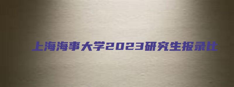 上海海事大学2023研究生报录比