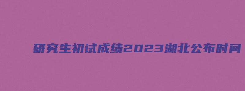 研究生初试成绩2023湖北公布时间