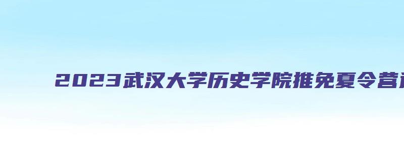 2023武汉大学历史学院推免夏令营通知