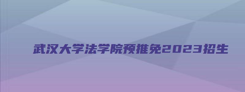 武汉大学法学院预推免2023招生